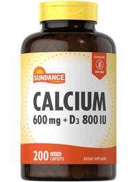 Thumbnail for Sundance Calcium with Vitamin D3 | 600mg | 200 Caplets | Vegetarian, Non-GMO, and Gluten Free Supplement