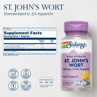 Thumbnail for SOLARAY St Johns Wort Aerial Extract 300 mg, 0.3% Hypericin, Mood & Brain Health Support, Vegan & Lab Verified for Quality, 120 Servings, 120 VegCaps