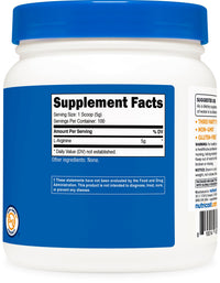 Thumbnail for Nutricost L-Arginine Powder 500 Grams (1.1lbs) - Pure L-Arginine Powder - 5000mg Per Serving; 100 Servings