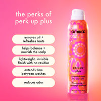 Thumbnail for amika perk up plus extended clean dry shampoo, 9.5oz | revitalizes roots + boosts time between washes with no residue or build up | for all hair types