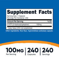 Thumbnail for Nutricost 5-HTP 100mg, 240 Vegetarian Capsules (5-Hydroxytryptophan) - Non-GMO & Gluten Free