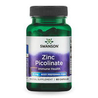 Thumbnail for Swanson Zinc Picolinate - Mineral Supplement Promoting Prostate Health, Vision Health, & Immune Support - Body Preferred Form of Chelated Zinc - (60 Capsules, 22mg Each)