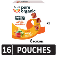 Thumbnail for Pure Organic Twisted Fruit Bites, Kids Snacks, Fruit Snacks, Peach Mango (16 Pouches)