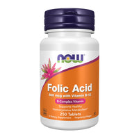 Thumbnail for NOW Supplements, Folic Acid 800 mcg + B-12 (Cyanocobalamin) 25 mcg, B Complex Vitamin, 250 Tablets