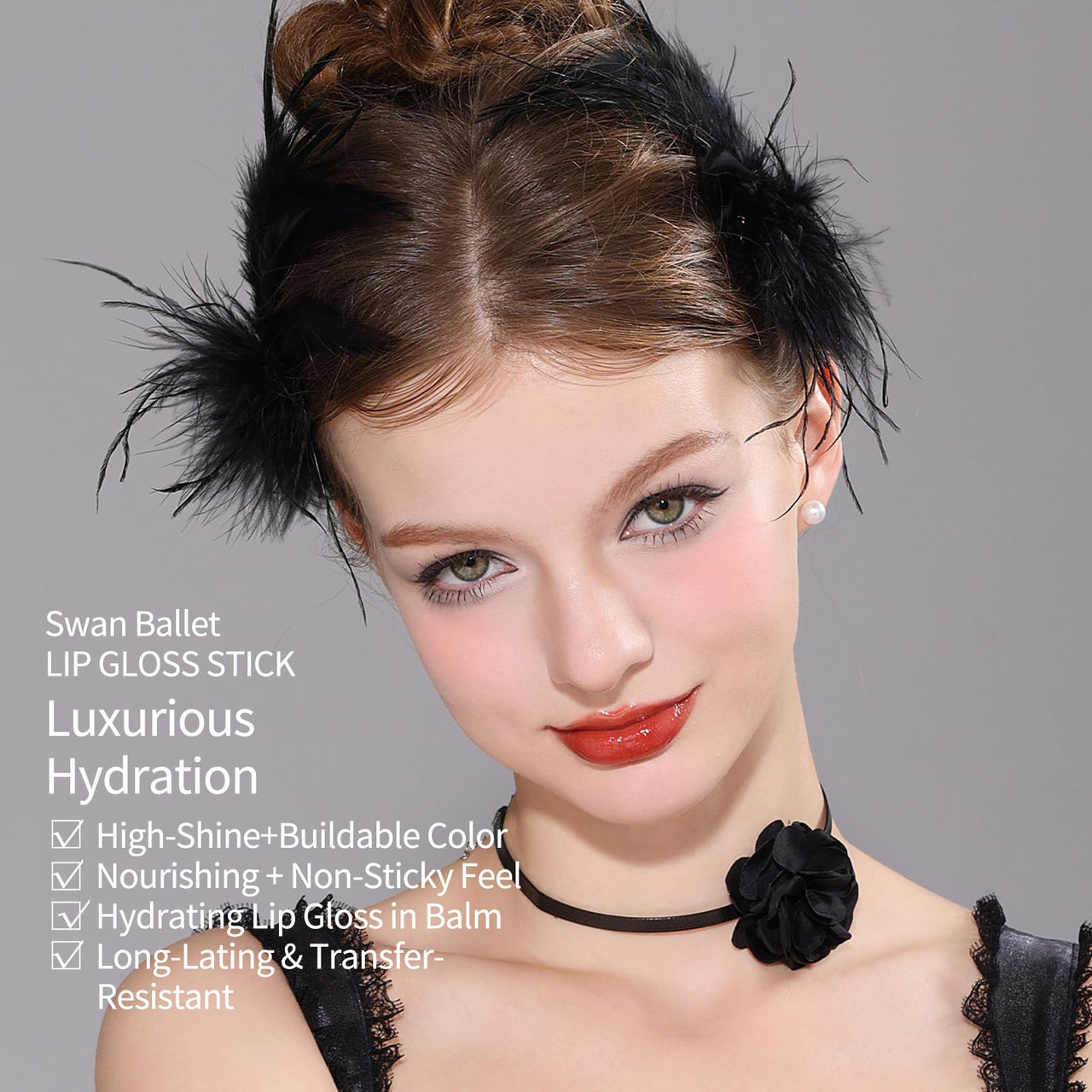 Flower Knows Swan Ballet Shine Lipstick,Hydrating Solid Lip Gloss,Moisturizing Red Tinted Lip Balm-Long Lasting Lip Gloss in Balm for Girls&Women(B08 Dancing Shoes)