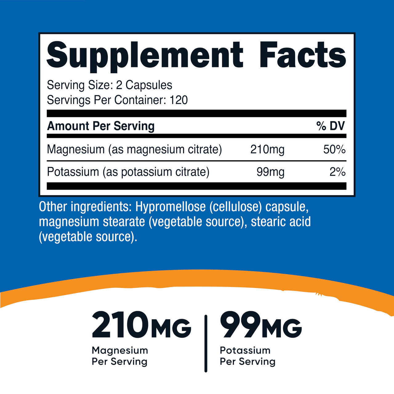 Nutricost Potassium (99 mg) Magnesium (210 mg) Citrates, 240 Capsules - Non-GMO, Gluten Free