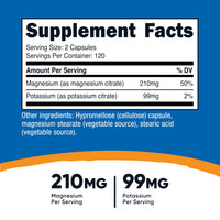 Thumbnail for Nutricost Potassium (99 mg) Magnesium (210 mg) Citrates, 240 Capsules - Non-GMO, Gluten Free
