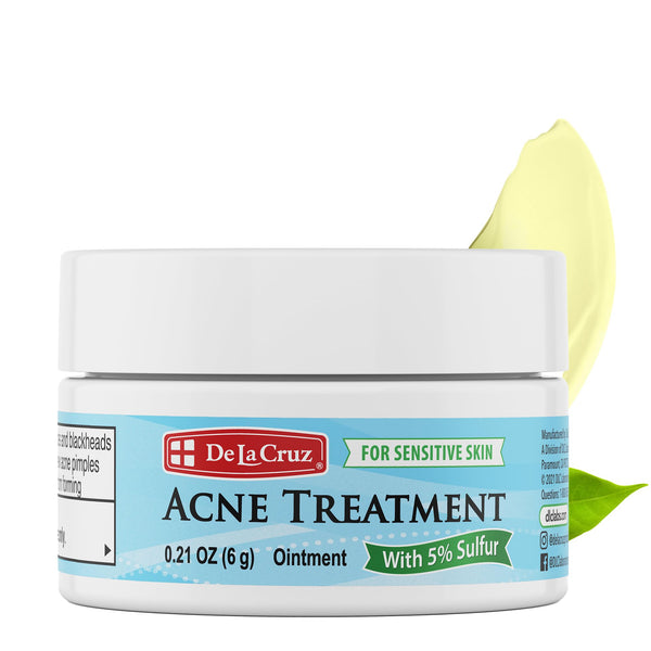 De La Cruz 10% Sulfur Ointment Cystic Acne Spot Treatment for Face & Body Skin Care Face Mask & Blackhead Remover, treatment for Hormonal Acne 0.21OZ