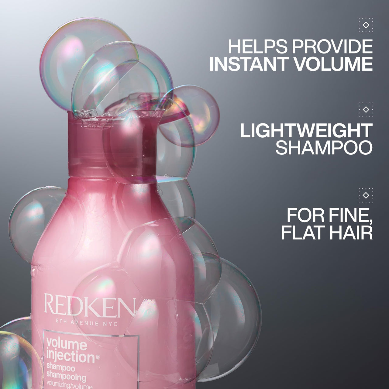 Redken Volume Injection Shampoo | Lightweight Volume Shampoo For Fine Hair | Adds Volume, Lift, and Body to Flat Hair | Soft, Shiny Finish | Paraben Free