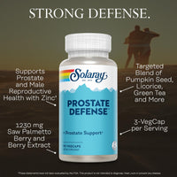 Thumbnail for SOLARAY Prostate Defense - Prostate Health Supplements - Men's Wellness Support with Saw Palmetto, Zinc, Nettle, Pumpkin Seed Extract, Green Tea, Licorice - 60-Day Guarantee, 30 Servings, 90 VegCaps