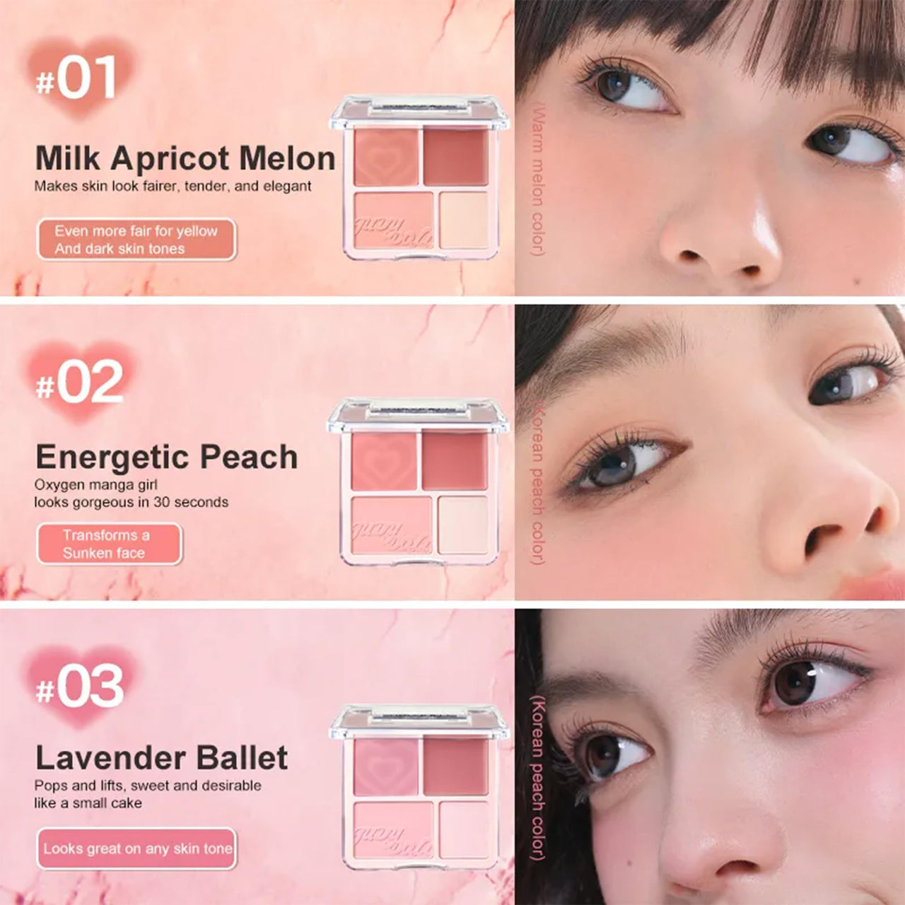 Ueuiu Judy Doll Blush Contour Palette, 2 In 1 Blush Highlight Palette, Blush and Highlighter Makeup, Non-greasy, Lasting Sparkling, Sculpt the Face Makeup (#03 Lavender Ballet, 9g)
