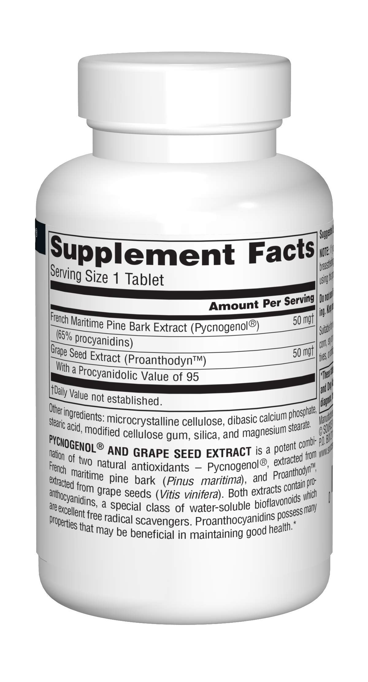 Source Naturals Pycnogenol & Grape Seed Extract 100 mg Dietary Supplement - 60 Tablets