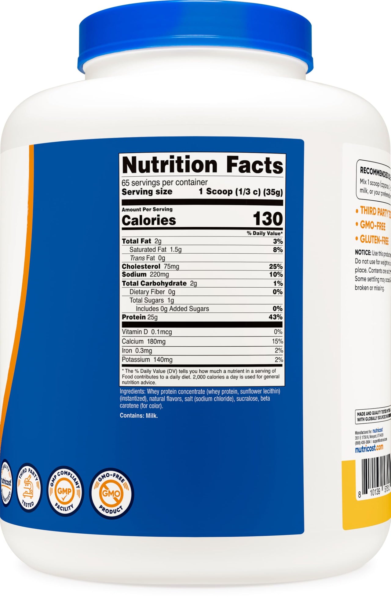Nutricost Whey Protein Powder Pineapple (5 LBS) - Gluten-Free, GMO-Free, from Whey Protein Concentrate