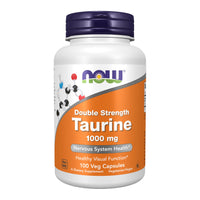 Thumbnail for NOW Foods Supplements, Taurine 1,000 mg, Double Strength, Nervous System Health*, 100 Veg Capsules