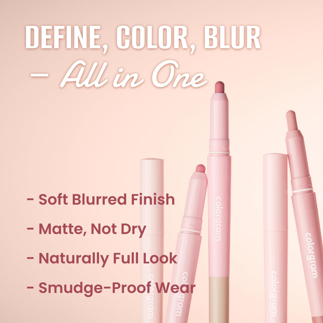 COLORGRAM All In One Over-Lip Maker 01 Warm Peach | Versatile Lip Liner & Contour with Natural Shades, Matte finish, Bigger and Fuller Lips, Plumping effect, Smooth creamy texture