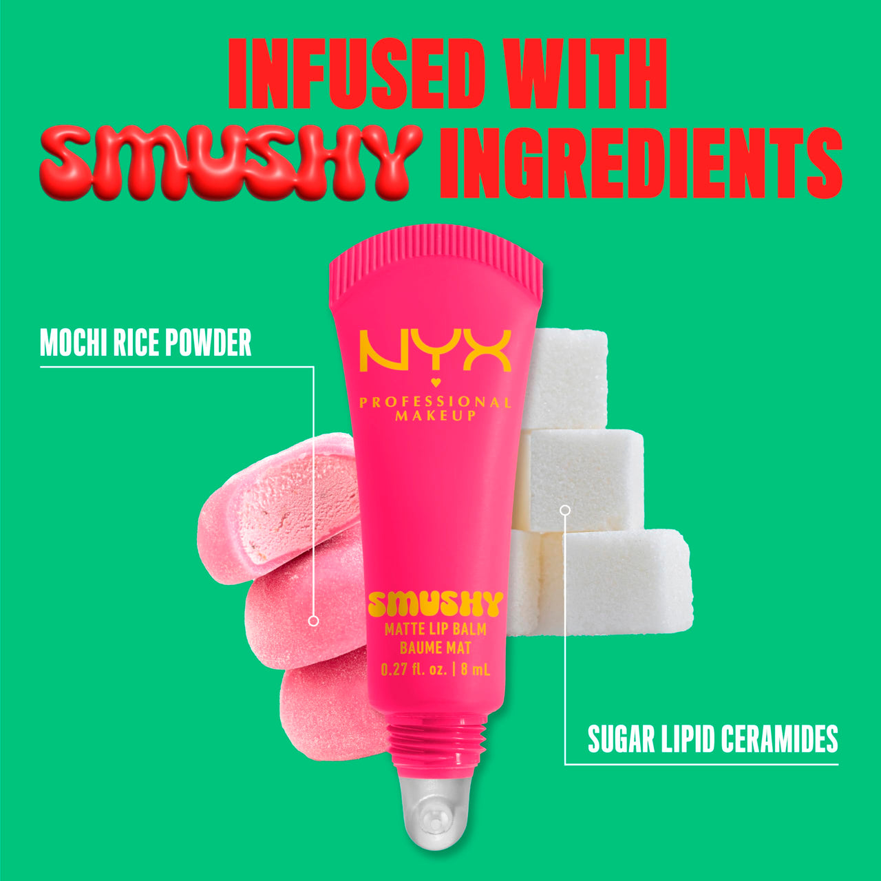 NYX PROFESSIONAL MAKEUP Smushy Matte Lip Balm, Tinted Lip Moisturizer with Soft, Matte Finish - Sweet Smack (Mid-Tone Pink)