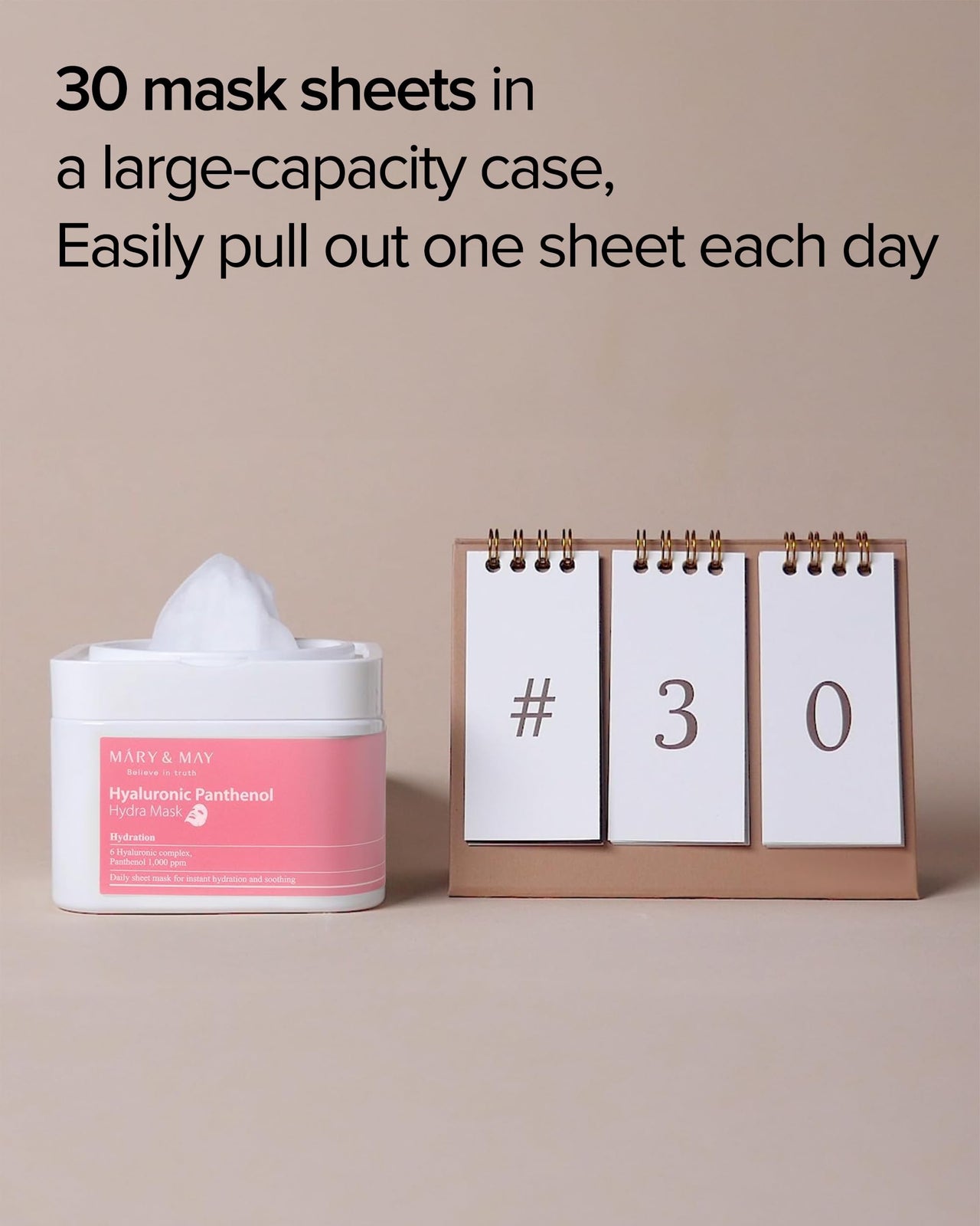 Mary&May Hyaluronic Panthenol Hydra Mask - Daily Pull Out Sheet Mask for Intense Moisturizing and Soothing - Korean Skincare, Hypoallergenic, Cruelty-Free, 30 Sheets