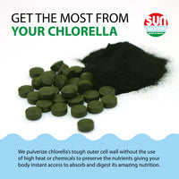 Thumbnail for Sun Chlorella 200 mg Green Algae Superfood Supplement - Pulverized Cell Wall - Chlorophyll, CGF, Active B12, Iron, Protein - Non-GMO - 300 Tablets