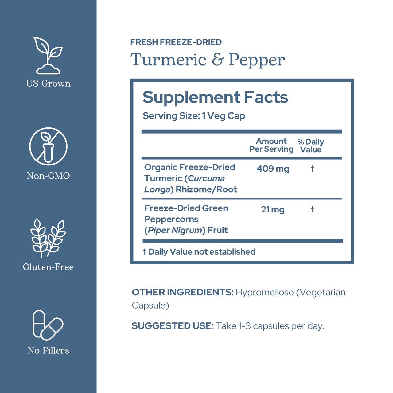 Eclectic Herb - Organic Turmeric & Pepper Capsules | Musculoskeletal System & Joint Health Support | Herbal Supplement | Vegan, Non-GMO, Gluten Free, Freeze-Dried (90 CT | 430 mg)
