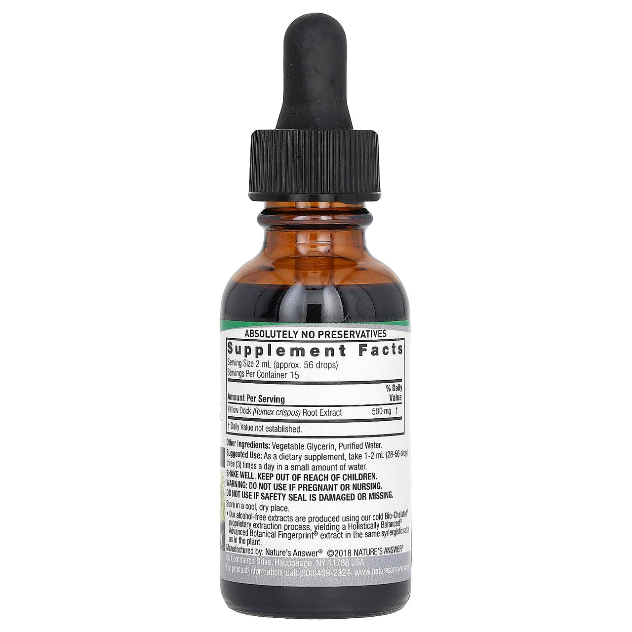 Nature's Answer Yellow Dock Root Alcohol Free 2000mg 1oz | Promotes Liver Function | Natural Body Detox | Supports Digestion | Gluten-Free, Non-GMO, Vegan | Single Count