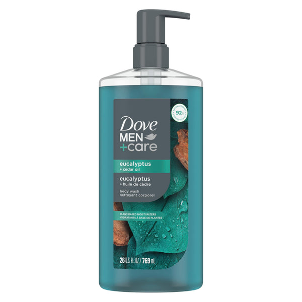 DOVE MEN + CARE Body Wash Eucalyptus & Cedar Oil Plant-Based Moisturizing Body Wash for Men, 26oz