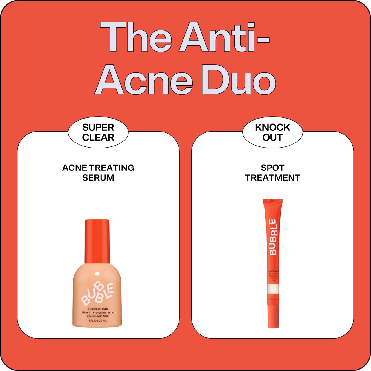 Bubble Skincare Knock Out 1.8% Salicylic Acid Acne Spot Treatment - Deep Cleansing Blemish Spot Treatment with Wintergreen & Willow Bark Extract - Clarifies & Calms Oily Skin (10ml)