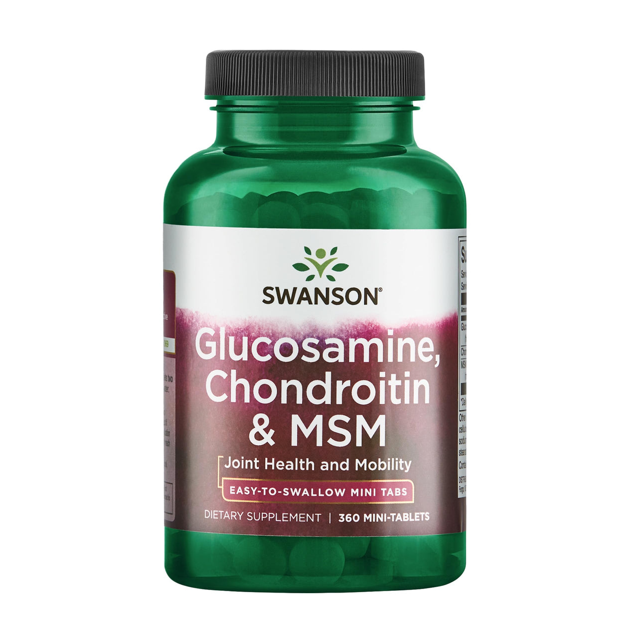 Swanson Glucosamine, Chondroitin & MSM - Cartilage & Joint Health Supplement* - Supports Mobility & Flexibility* - Easy-to-Swallow Mini Tablets - Gluten Free & Non-GMO - 360 Mini-Tablets