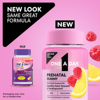 Thumbnail for One A Day Prenatal Vitamins for Women Gummies- Pregnancy Vitamins for Women with Folic Acid, DHA, Iodine, Prenatal Gummies, Iron-Free, 120 Ct (Packaging May Vary)