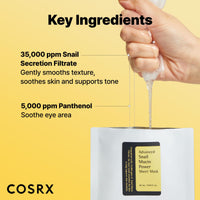 Thumbnail for COSRX Snail Mucin Sheet Mask 10 EA with Snail Mucin Serum, Hydrating Face Sheet Masks for Dry & Sensitive Skin, Korean Face Mask for Self Care, Korean Skin Care