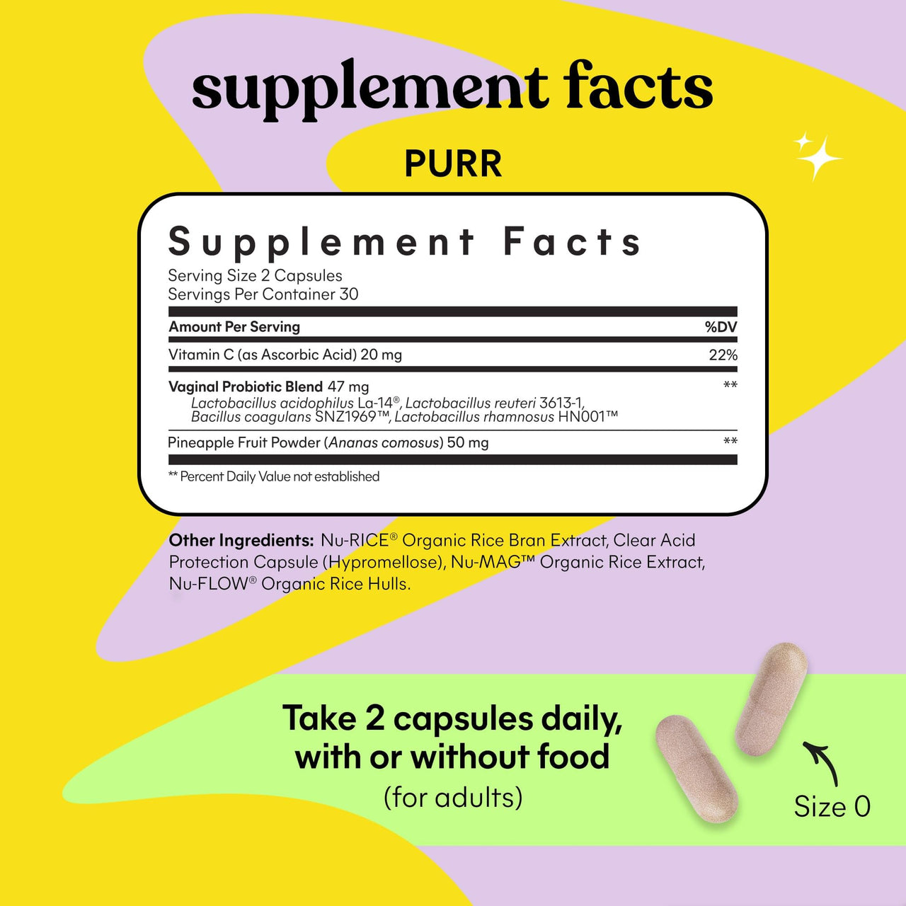 Lemme Purr Vaginal Probiotics for Women - Promotes pH Balance, Healthy Vaginal Odor & Urinary Tract Health w/Lactobacillus Blend, Clinically Tested Strains, Pineapple & Vitamin C - 60 Veggie Capsules