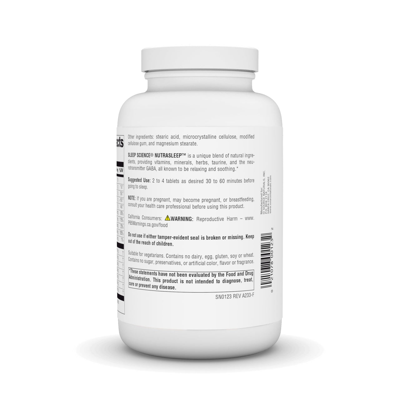 Source Naturals NutraSleep, Melatonin-Free Multi-Nutrient & Herb Complex, Vegetarian Formula for Relaxation Support - 200 Tablets