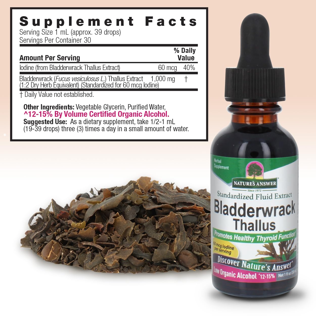 Nature's Answer Bladderwrack Thallus with Organic Low Alcohol 1 Fluid Ounce | Natural Immune Booster | Supports Digestion | Promotes a Healthy Thyroid