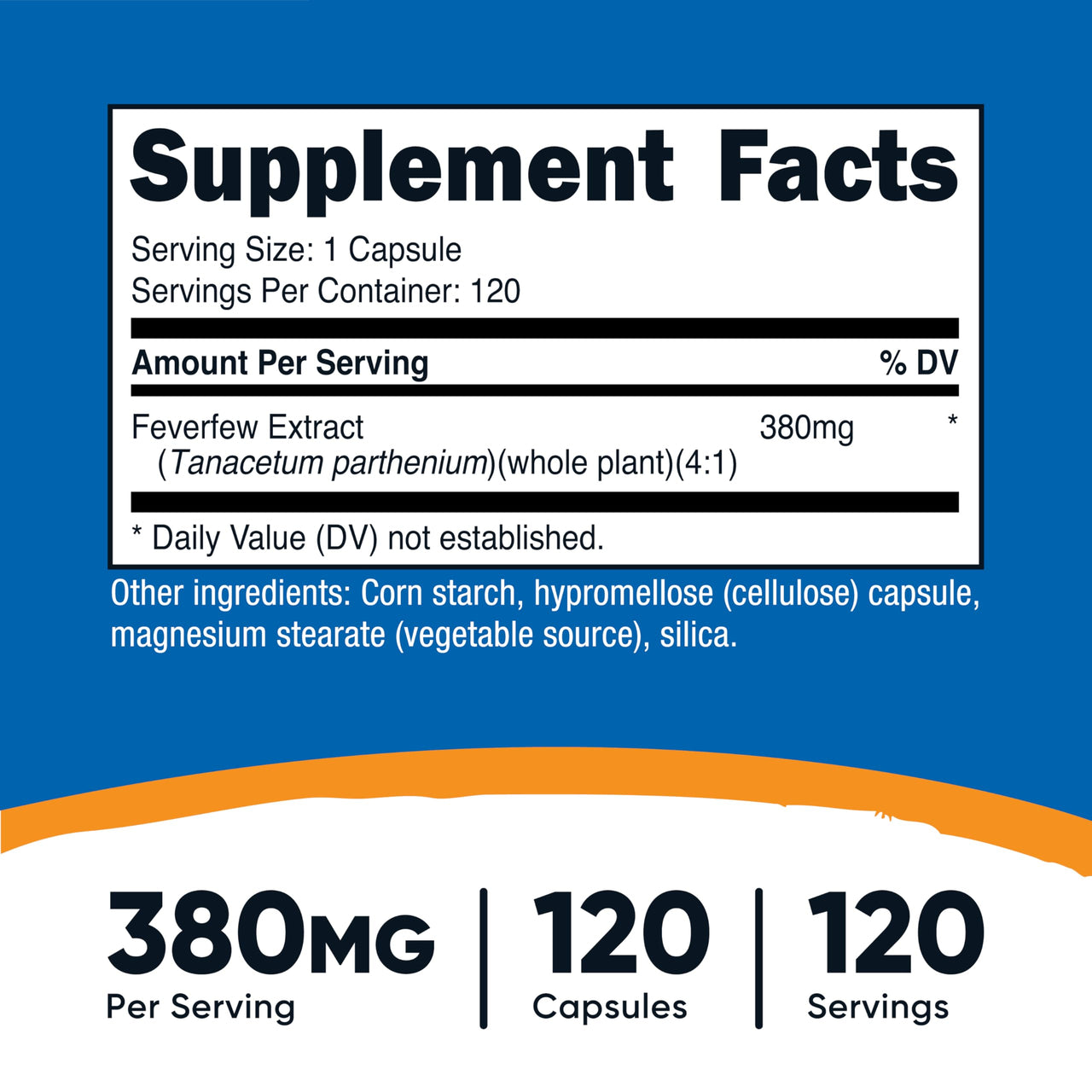 Nutricost Feverfew Capsules 380mg, 120 Capsules, Vegetarian Friendly, Non-GMO & Gluten Free