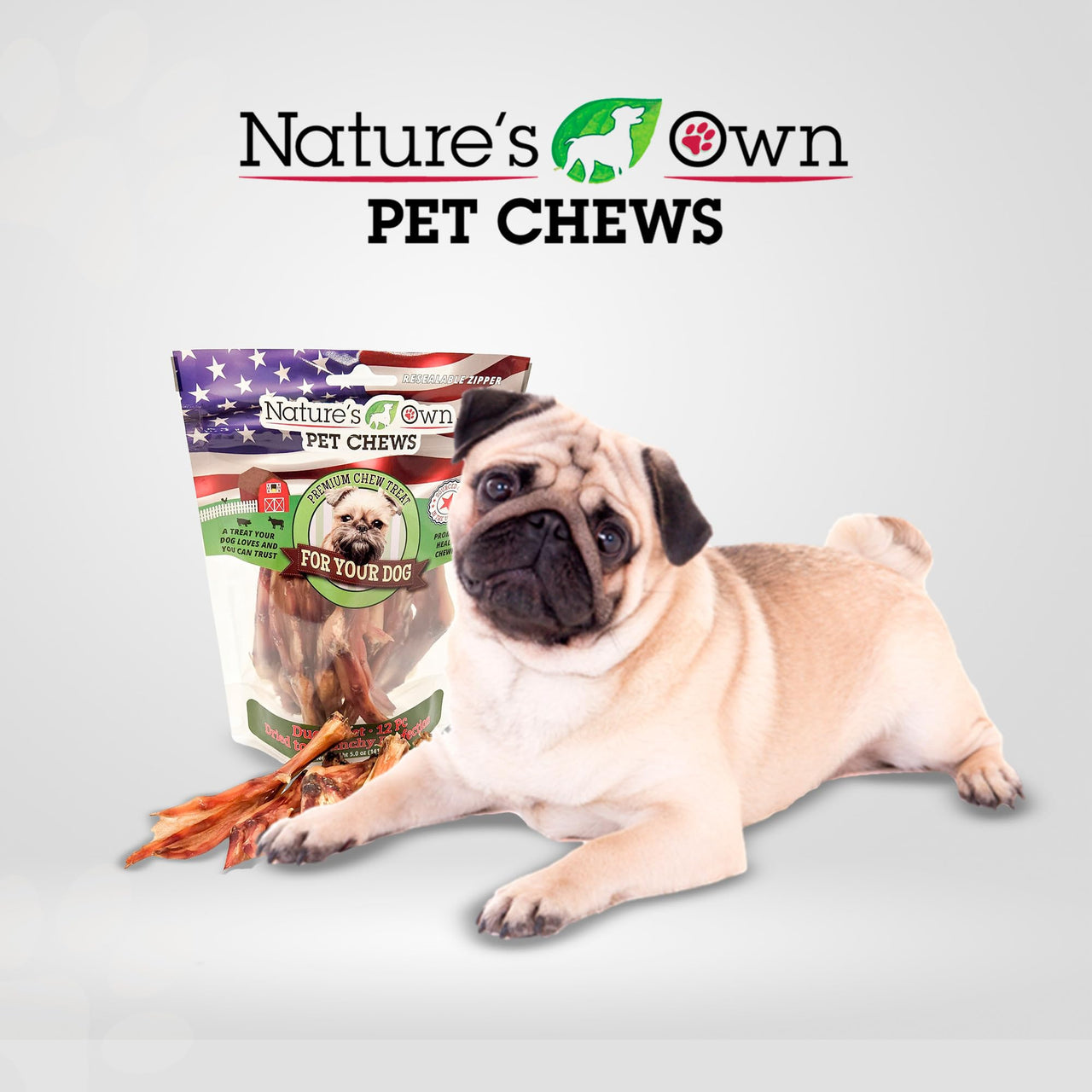 Nature's Own Pet Chews Pet Chews Duck Feet Bag Treat, 12 Piece - Nature's Own Chews for Small to Medium Dogs - Promotes Clean Teeth and Gums - Duck Flavored