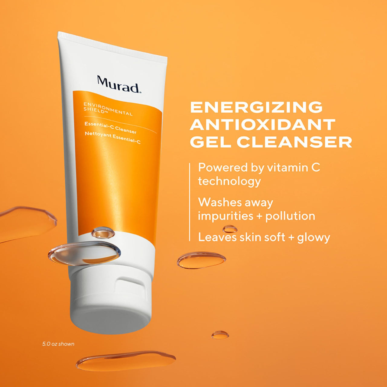 Murad Essential-C Facial Cleanser - Foaming Gel Face Wash- Vitamin C & Antioxidant Rich Treatment Backed by Science, 16.9 Fl Oz