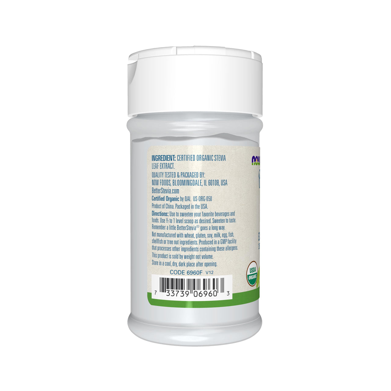 NOW Foods, Certified Organic Better Stevia, Extract Powder, Zero-Calorie Sweetener, Certified Non-GMO, 1-Ounce(Pack of 1)