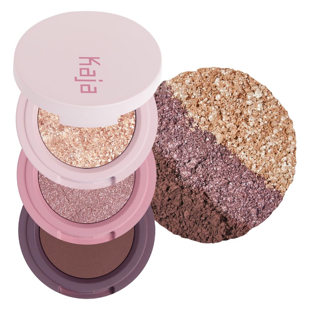 Kaja Eye Bento Collection - Bouncy Eyeshadow Trio | 17 Mauve Bouquet | Mauve Berry Tone | Vegan, Cruelty free