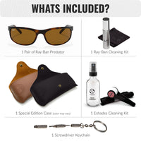 Thumbnail for Ray-Ban RB2027 PREDATOR 2 Rectangle Shaped Non-Polarized Sunglasses for Men & Women – Includes Official RAYBAN Eyewear Kit – Ideal Formal & Casual Wear Sunglasses – B-15 Brown Lens