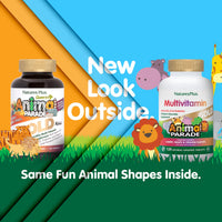 Thumbnail for NaturesPlus Animal Parade Gold Children's Multivitamin - Assorted Cherry, Orange & Grape Flavors - 120 Chewable Animal-Shaped Tablets - Vegetarian, Gluten Free - 60 Servings