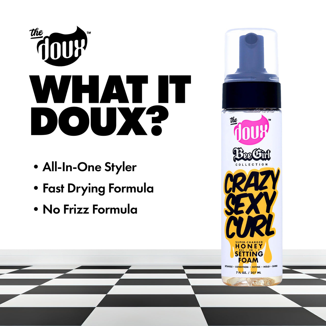 The Doux Curl Cream & Setting Mousse for Curly Hair CRAZYSEXYCURL Honey Foam for Heatless Curls Overnight, Frizz Control, Shine & Moisture – Curly Hair Styling Product with Aloe & Silk Amino Acids