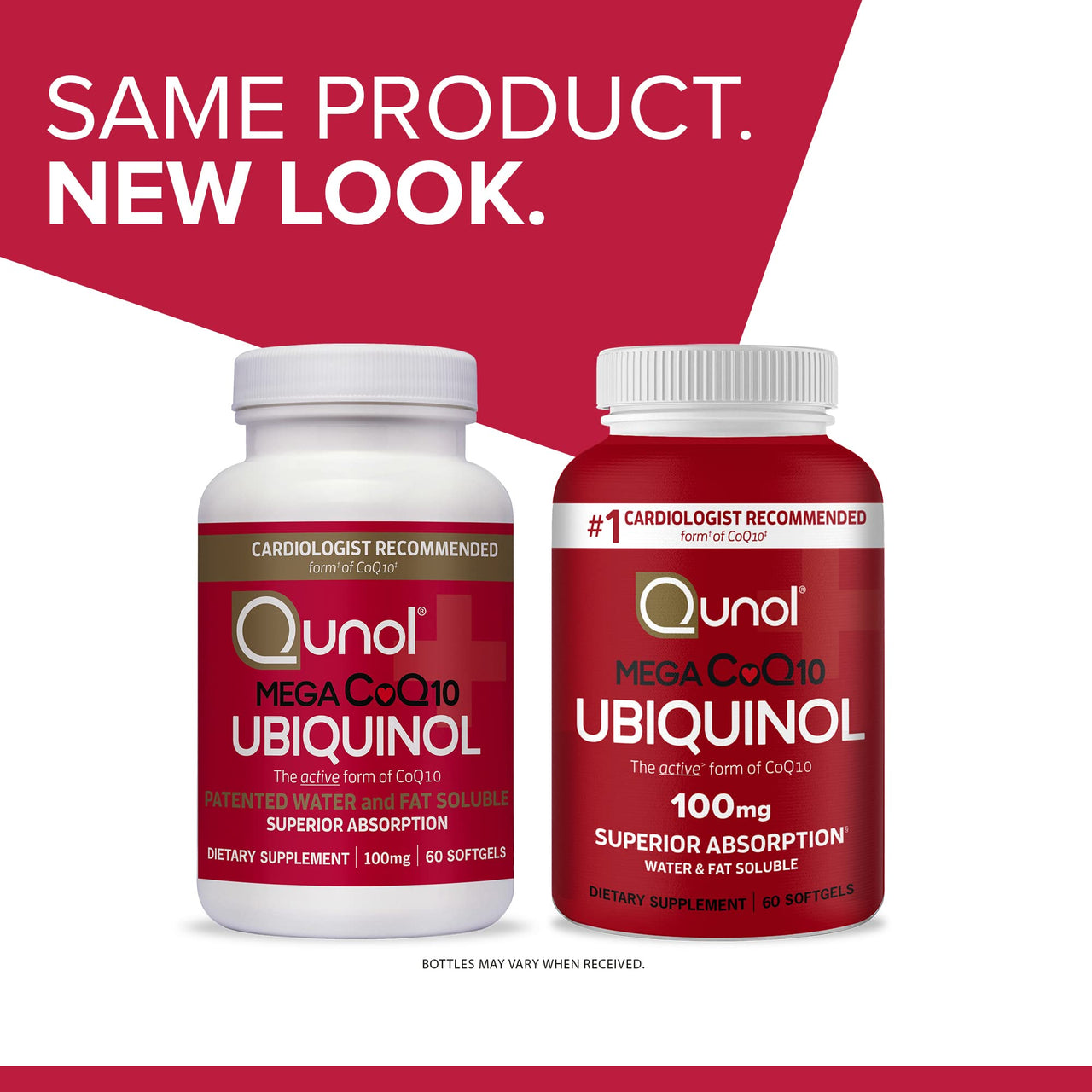Qunol Mega Ubiquinol Coq10 100mg, Superior Absorption, Patented Water and Fat Soluble Natural Supplement Form of Coenzyme Q10, Antioxidant for Heart Health, 60 Softgels, Pack of 2
