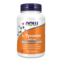 Thumbnail for NOW Supplements, L-Tyrosine 500 mg, Supports Mental Alertness*, Neurotransmitter Support*, 120 Capsules
