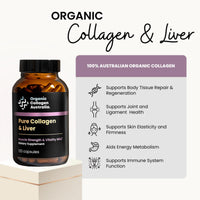 Thumbnail for Organic Collagen Australia Pure Collagen & Liver Capsules – Muscle Strength & Vitality with Hydrolyzed Collagen, Grass-Fed Liver, and Vitamin B12 – 120 Capsules