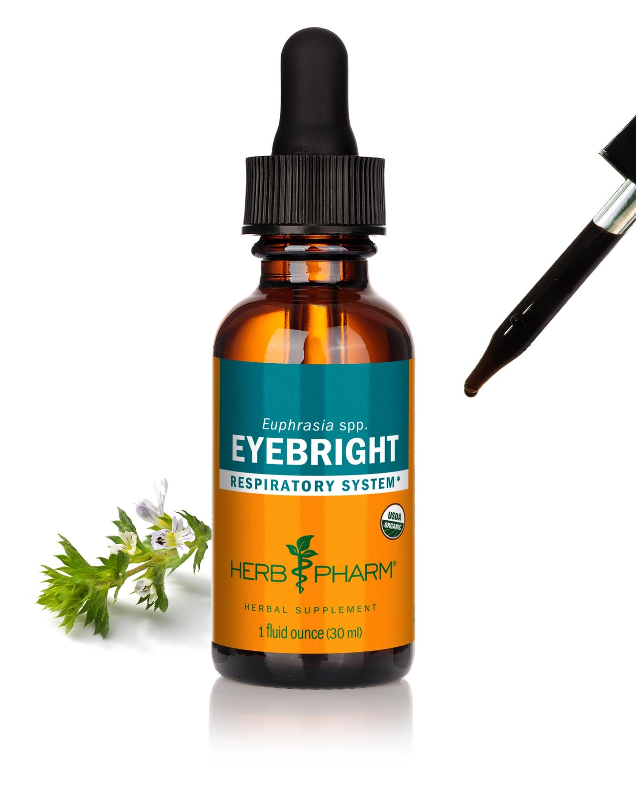 Herb Pharm Certified Organic Eyebright Liquid Extract for Respiratory System Support - 1 Ounce, clear