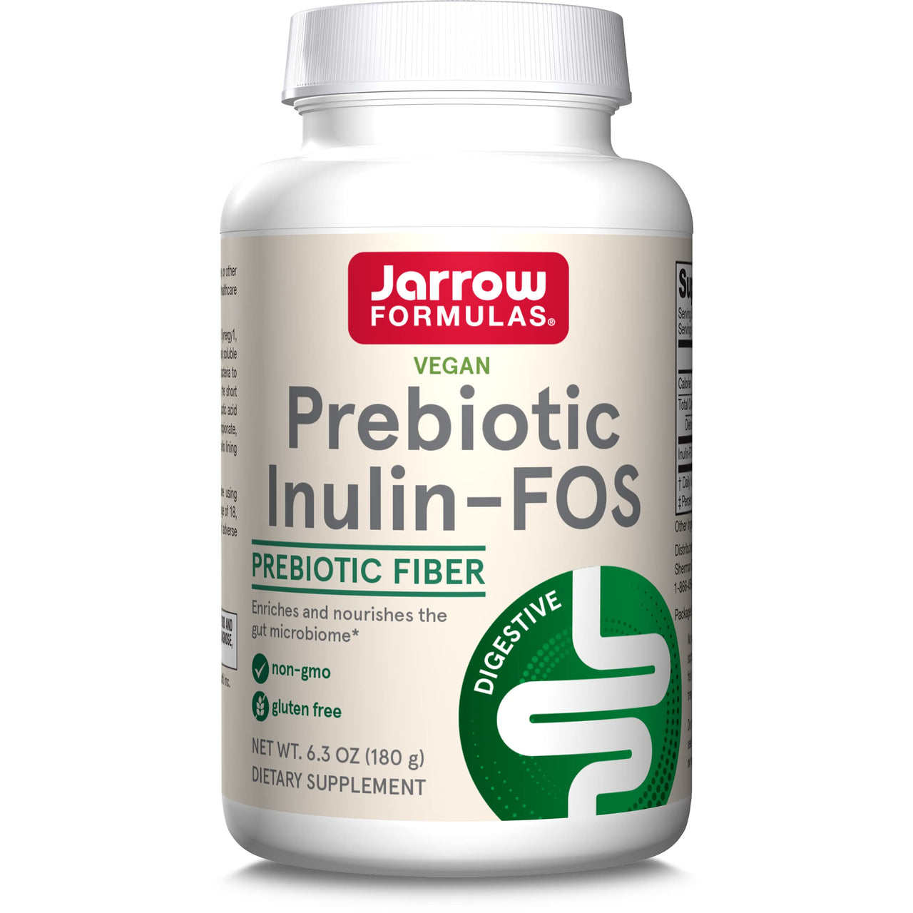 Jarrow Formulas® Prebiotic Inulin FOS Prebiotic Fiber Supplement, 6.3 Oz, Prebiotics for Gut Health and Digestive Support, Approx. 47 Servings