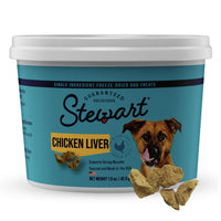 Thumbnail for Stewart 100% Chicken Liver Dog Treats, 1.5 oz Tub, ~25 Pieces, Freeze Dried Raw, Single Ingredient, 60% Protein Training Treats or Meal Topper, Grain Free, Gluten Free