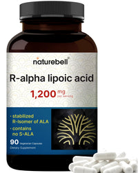 Thumbnail for NatureBell R Alpha Lipoic Acid 1,200mg Per Serving, 90 Veggie Capsules | Stabilized R-ALA for Better Absorption – Max Potency – Healthy Aging Antioxidant Supplement – Contains No S-ALA – Non-GMO