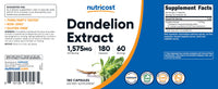Thumbnail for Nutricost Dandelion Extract 180 Capsules for 60 Servings Per Bottle - Vegan, GMO Free and Gluten Free