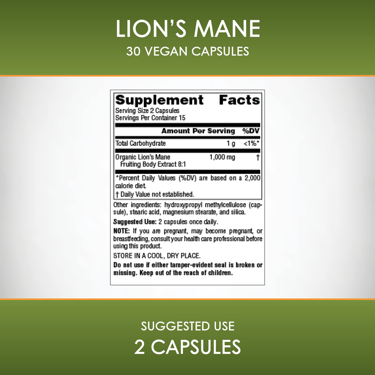 Planetary Herbals Lion's Mane, for Memory, Focus, and Mood*, 1,000 mg - 30 Vegan Capsules