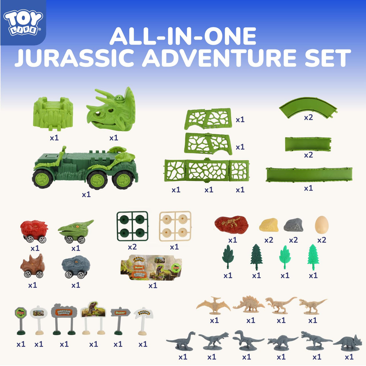 TOY Life Dinosaur Transport Truck Playset, 57 Pieces, Ages 3+